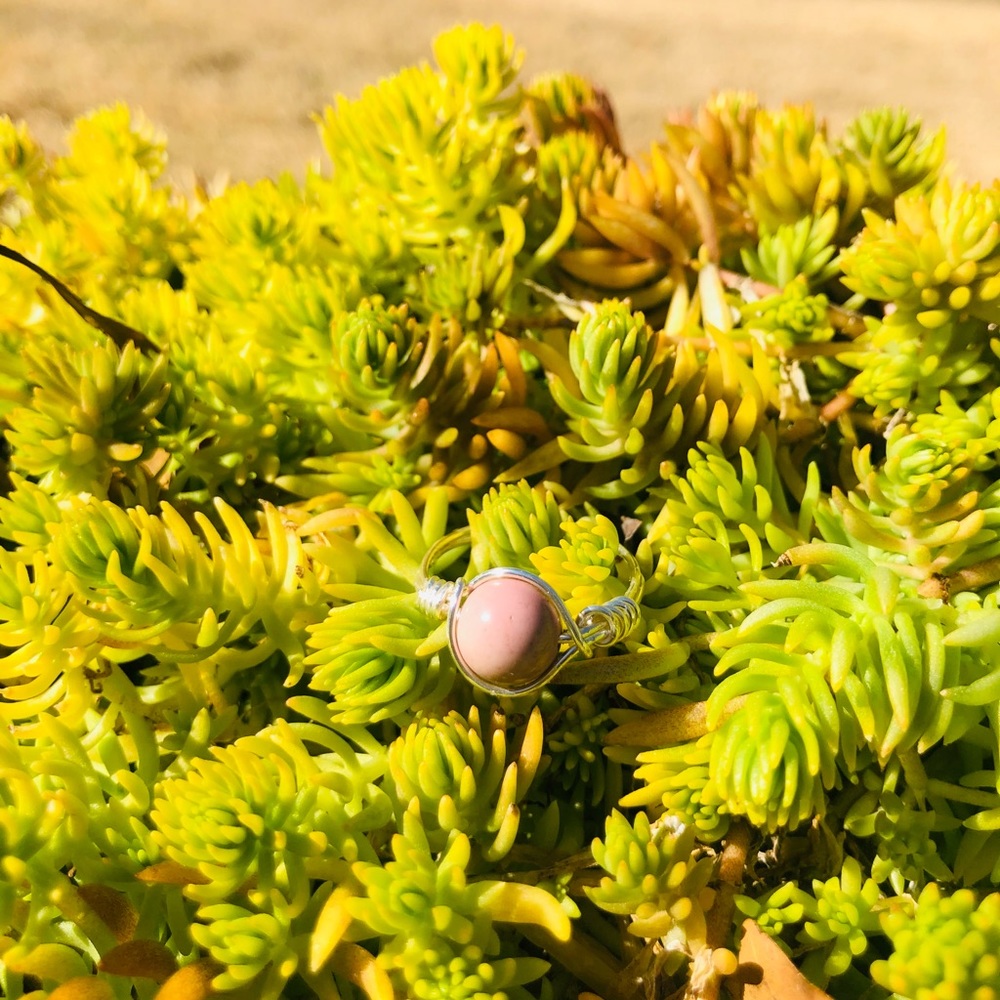 Silver Rhodonite Wire Wrapped Ring